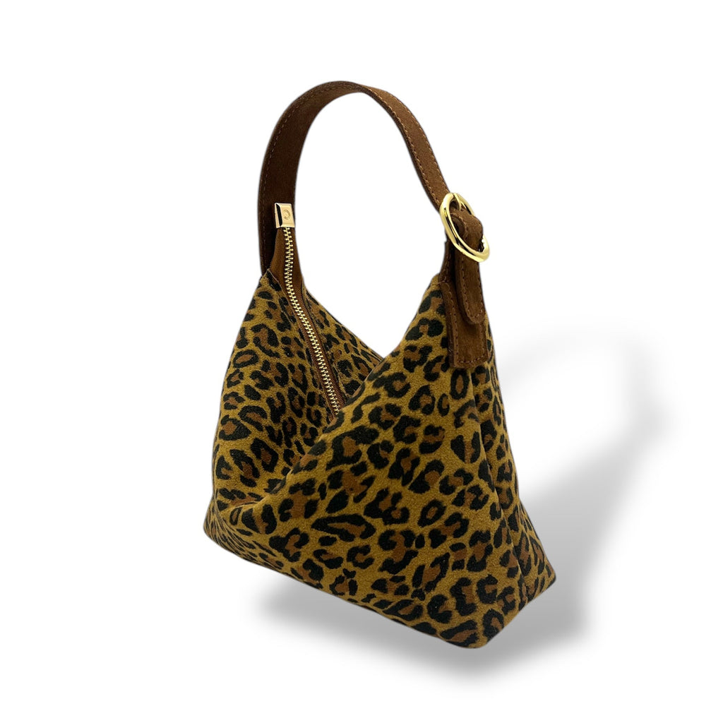 Women's suede calf leather handbag - GIULIETTA small