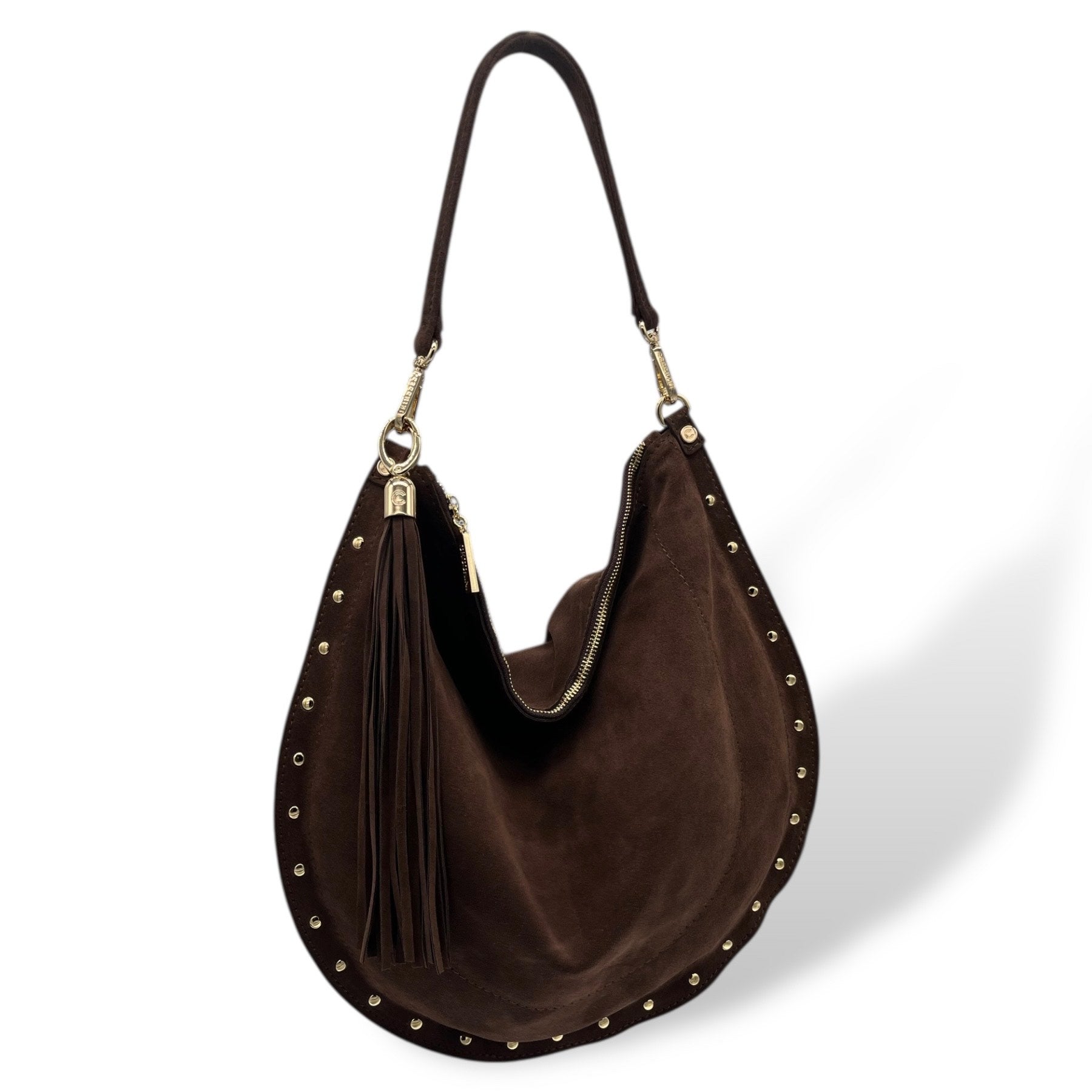 ISABEL big - Women's suede calf leather shoulder bag