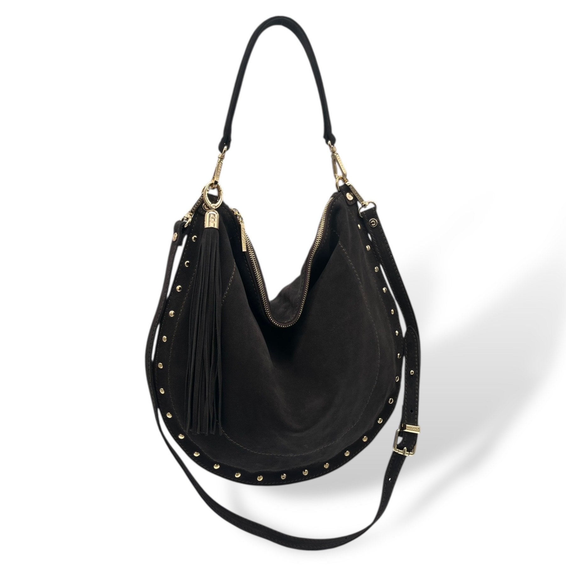 ISABEL big - Women's suede calf leather shoulder bag