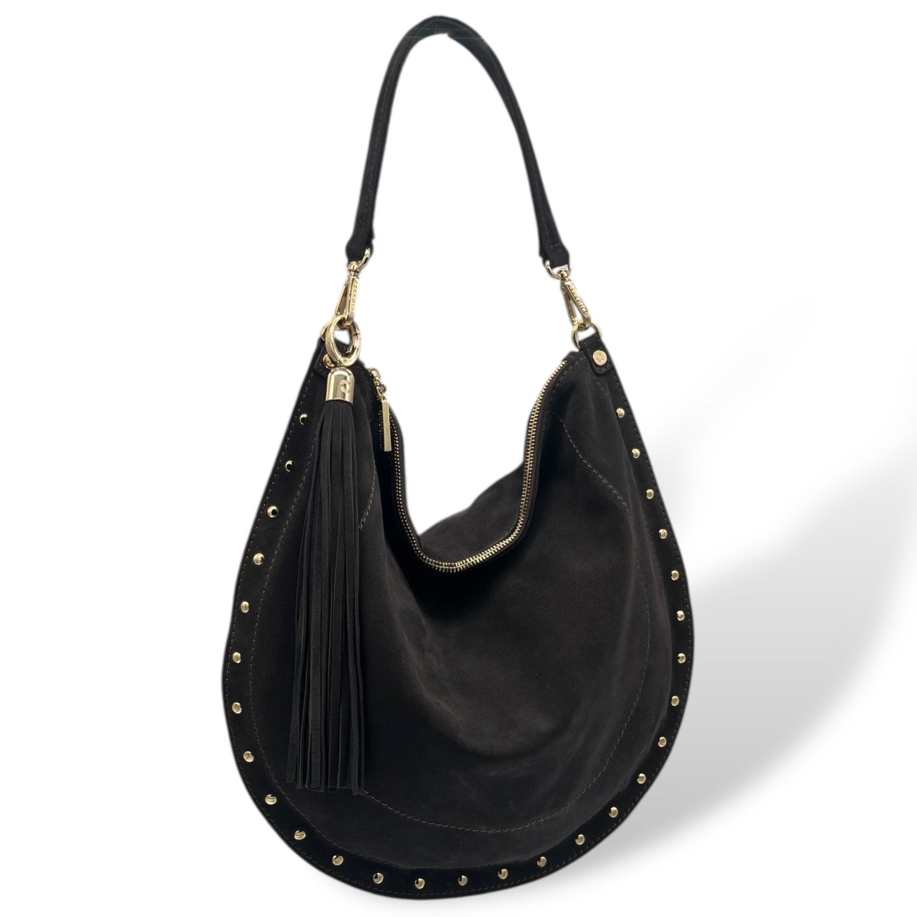 ISABEL big - Women's suede calf leather shoulder bag
