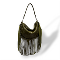 ISABEL fringes - Women's calf leather shoulder bag