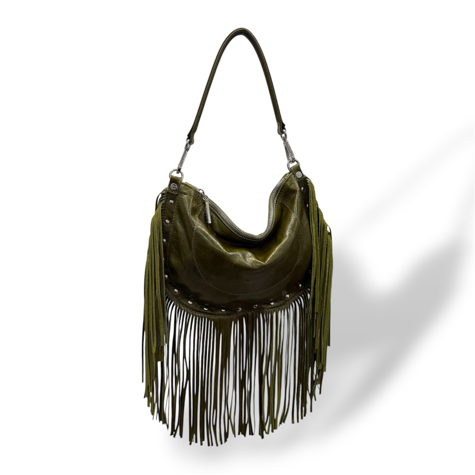 ISABEL fringes - Women's calf leather shoulder bag