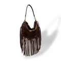 ISABEL fringes - Women's python embossed calf leather shoulder bag