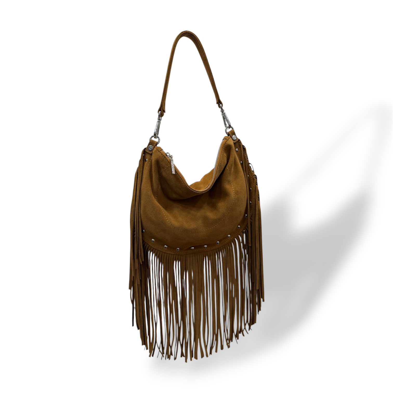 ISABEL fringes - Women's suede calf leather shoulder bag