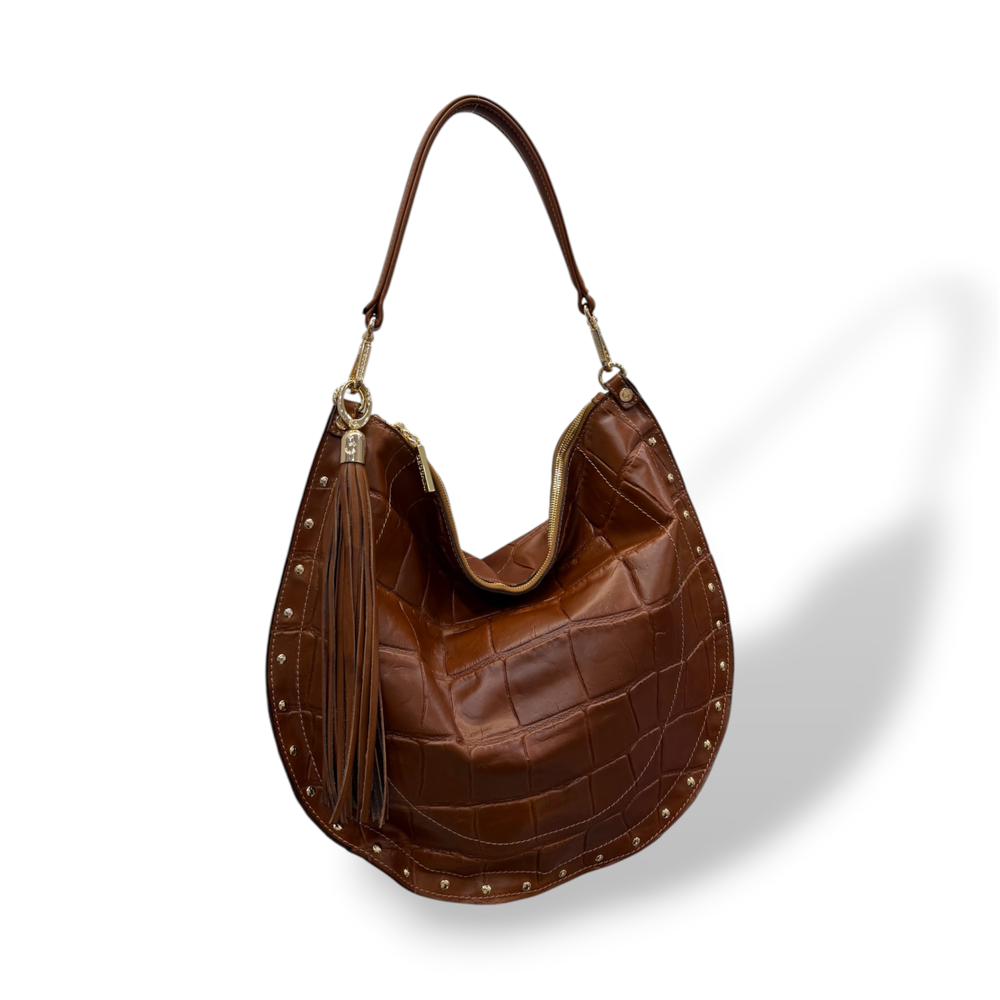ISABEL big - Women's crocodile smooth calf leather shoulder bag
