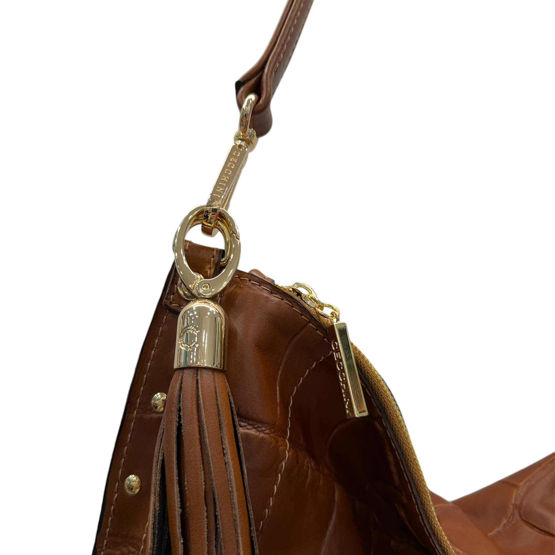 ISABEL big - Women's crocodile smooth calf leather shoulder bag