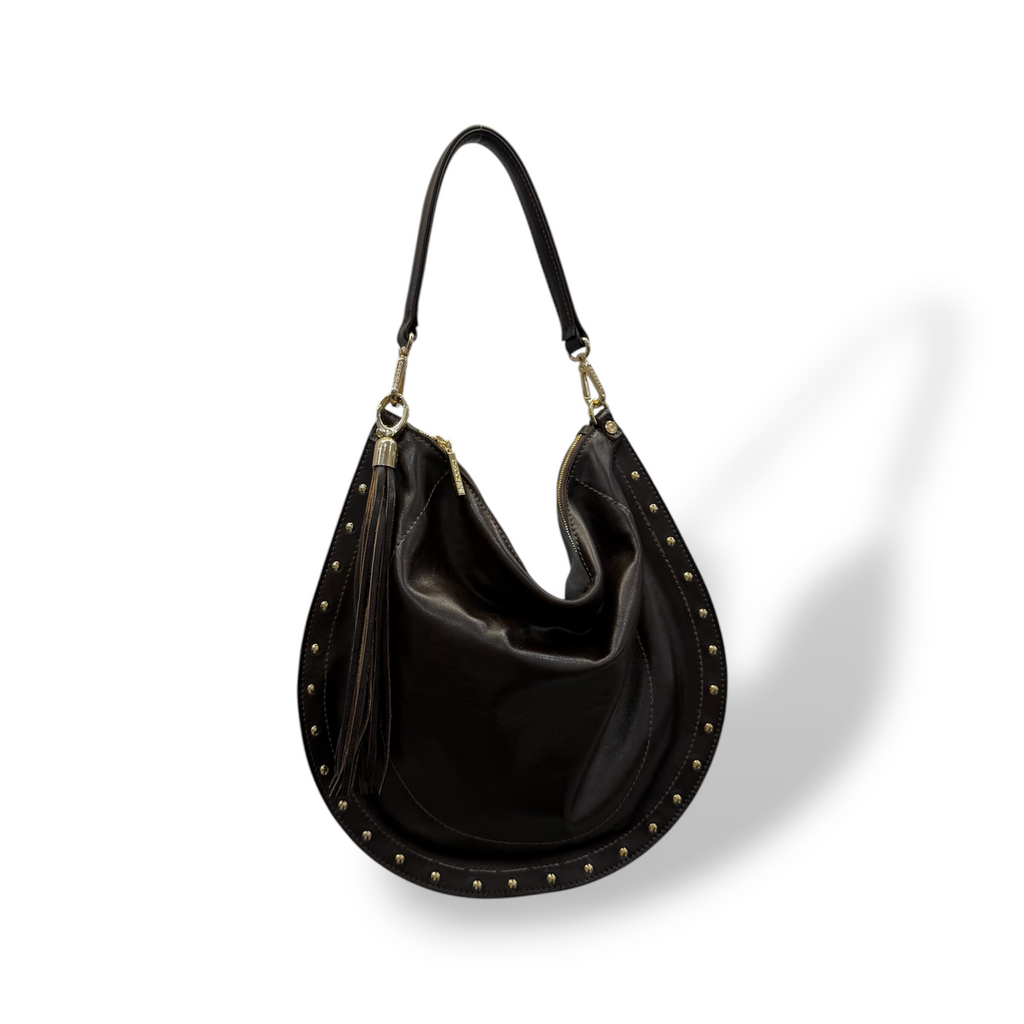 ISABEL grande - Borsa a spalla da donna in pelle di vitello liscia lucidata a mano