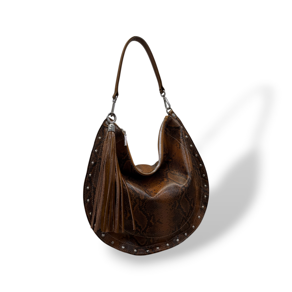 ISABEL big - Women's python embossed calf leather shoulder bag