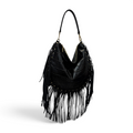 ISABEL big fringes - Women's crocodile calf leather shoulder bag