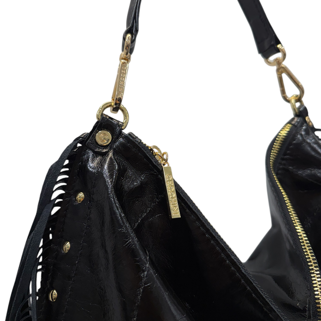 ISABEL big fringes - Women's calf leather shoulder bag