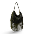 ISABEL big fringes - Women's python embossed calf leather shoulder bag