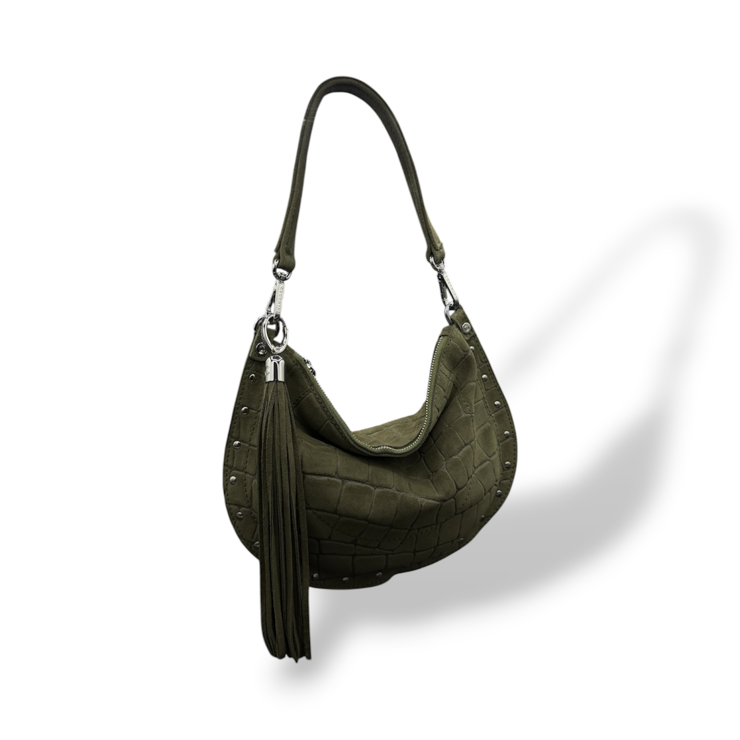 ISABEL - Women's crocodile suede calf leather shoulder bag