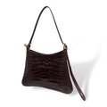 JASMINE tall - Women's crocodile embossed calf leather shoulder bag