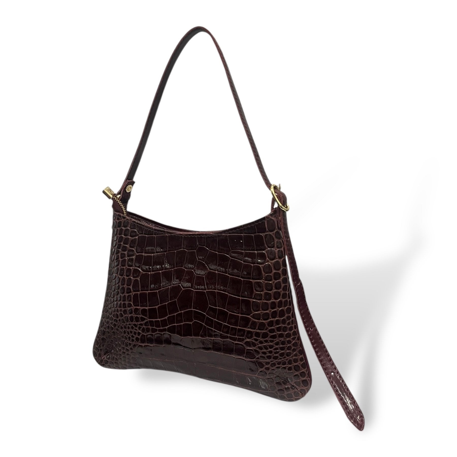 JASMINE tall - Women's crocodile embossed calf leather shoulder bag