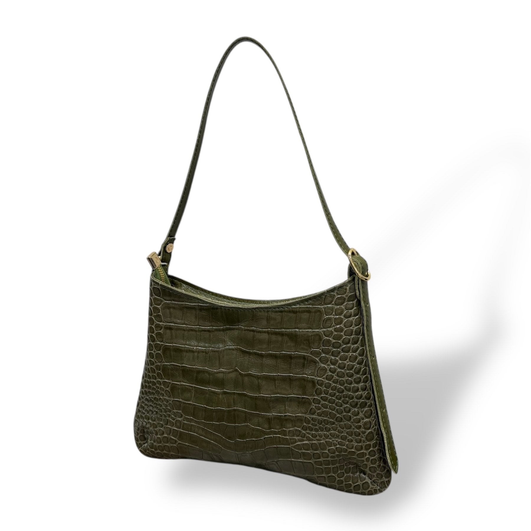 JASMINE tall - Women's crocodile embossed calf leather shoulder bag