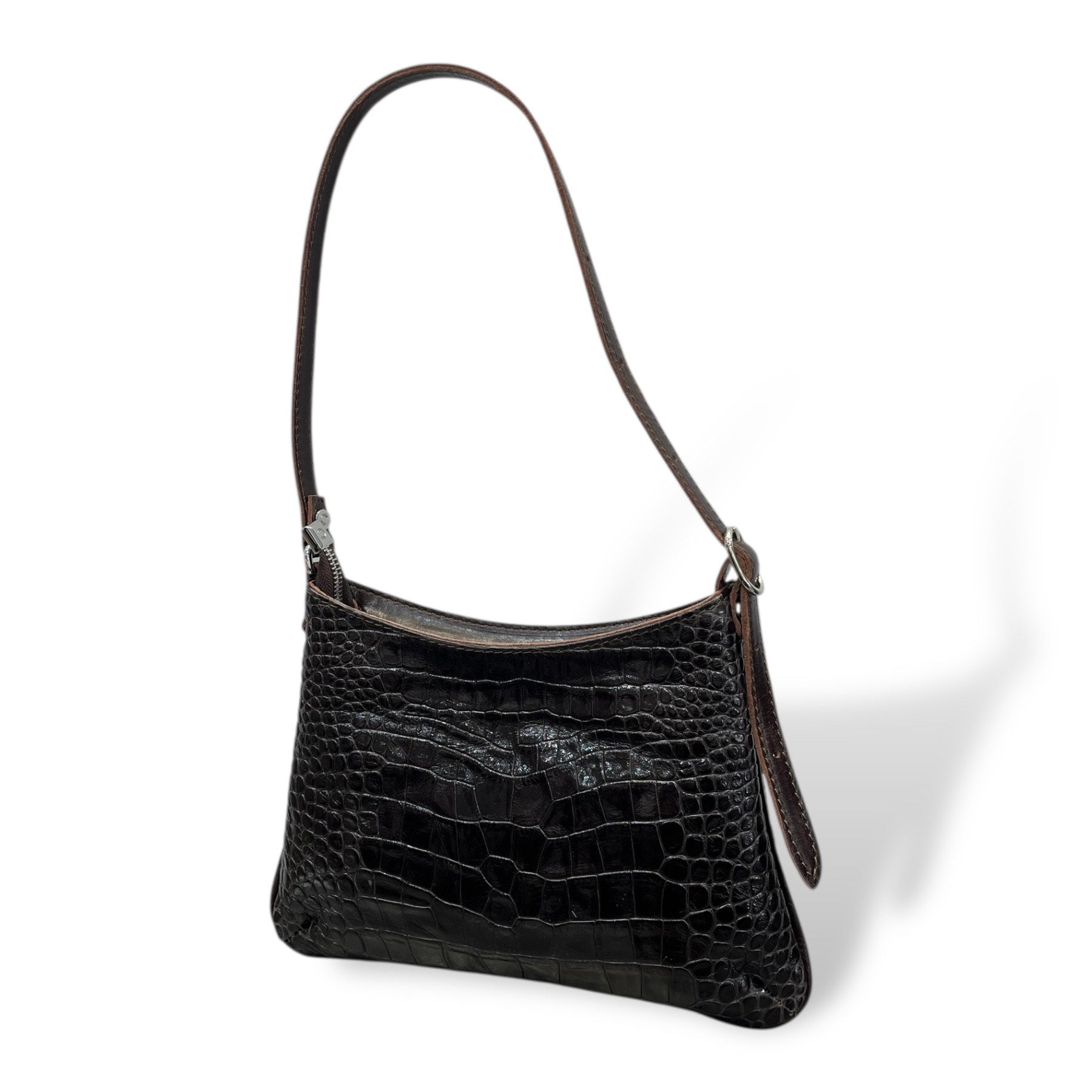 JASMINE tall - Women's crocodile embossed calf leather shoulder bag