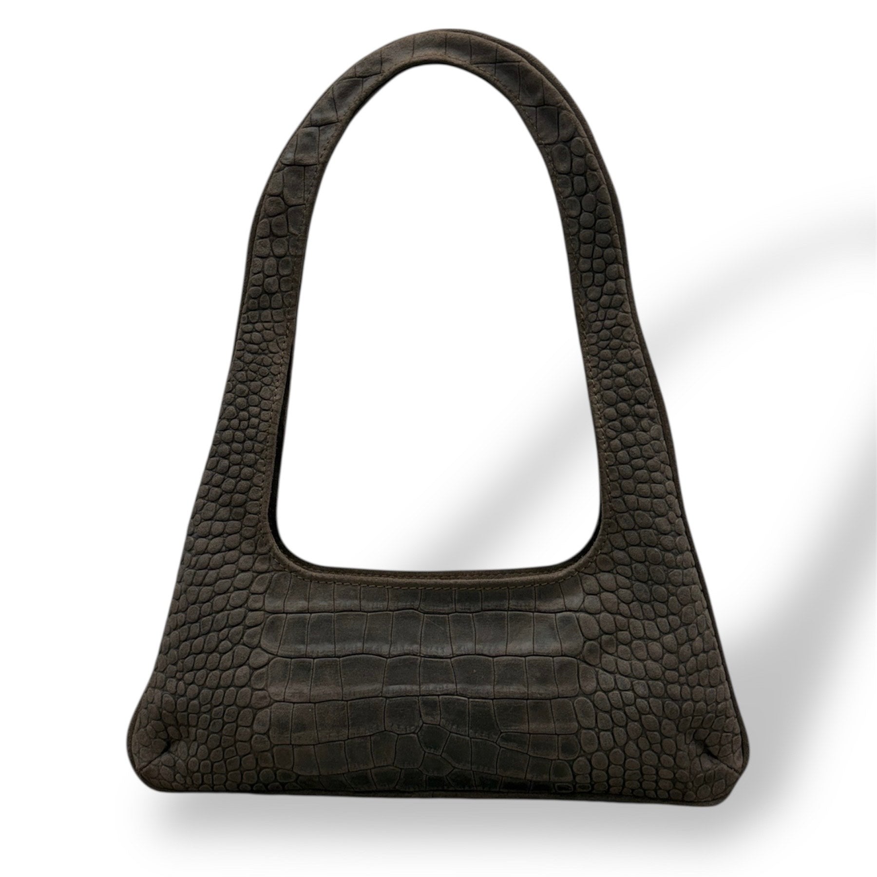 JASMINE LAB - Women's crocodile embossed suede calf leather shoulder bag
