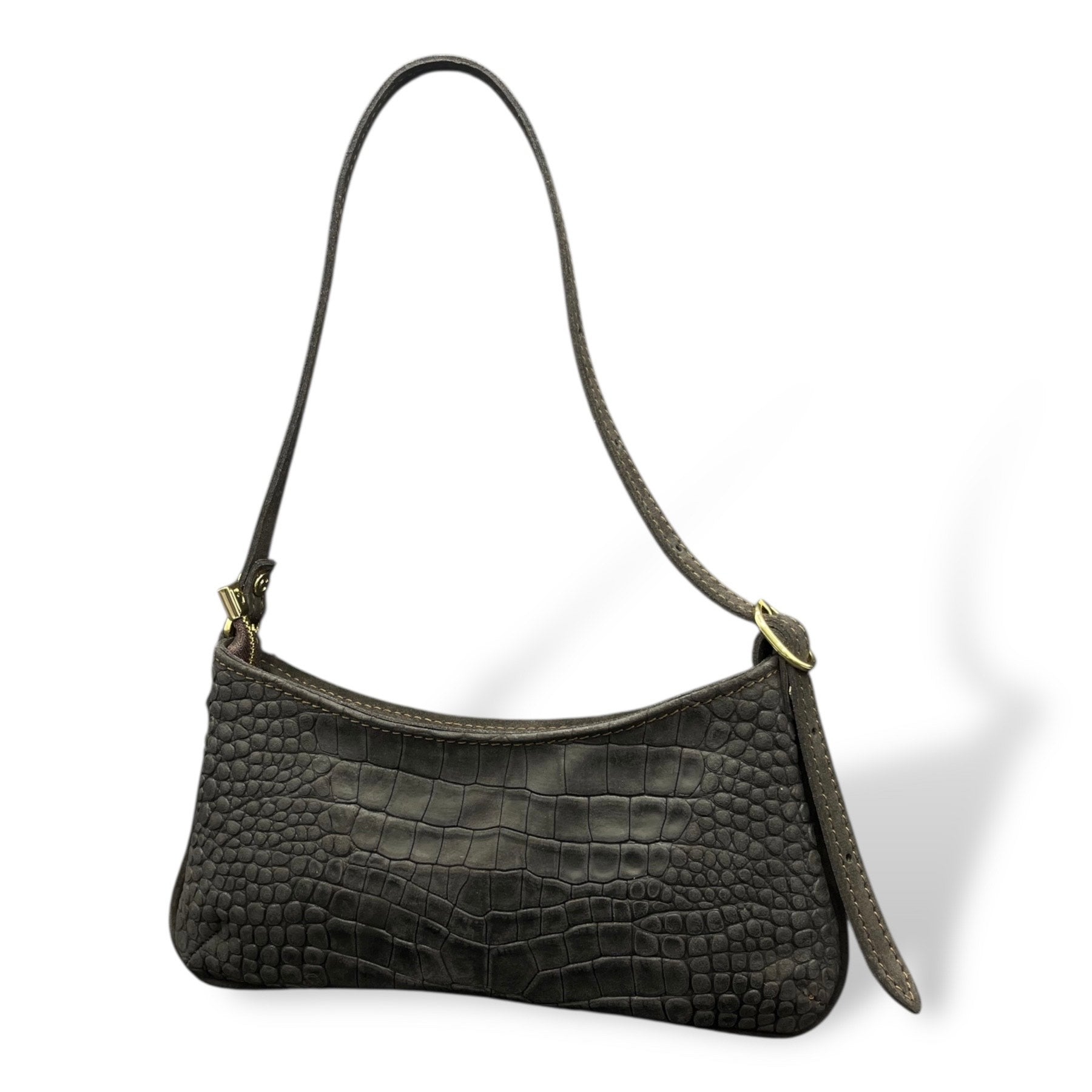 JASMINE - Women's crocodile embossed suede calf leather shoulder bag