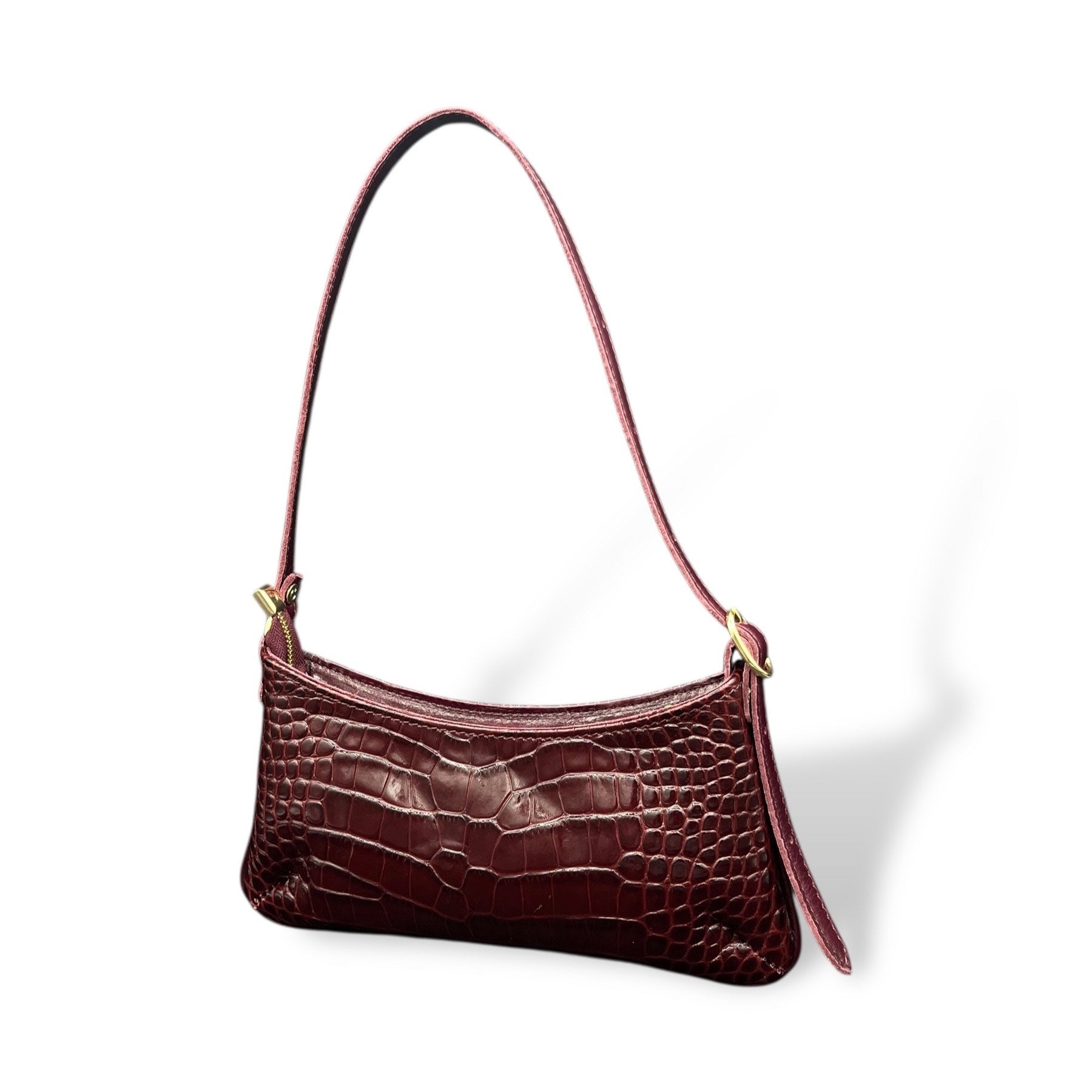 JASMINE - Women's crocodile embossed calf leather shoulder bag