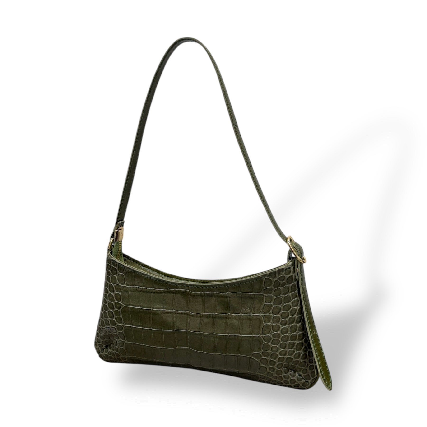JASMINE - Women's crocodile embossed calf leather shoulder bag