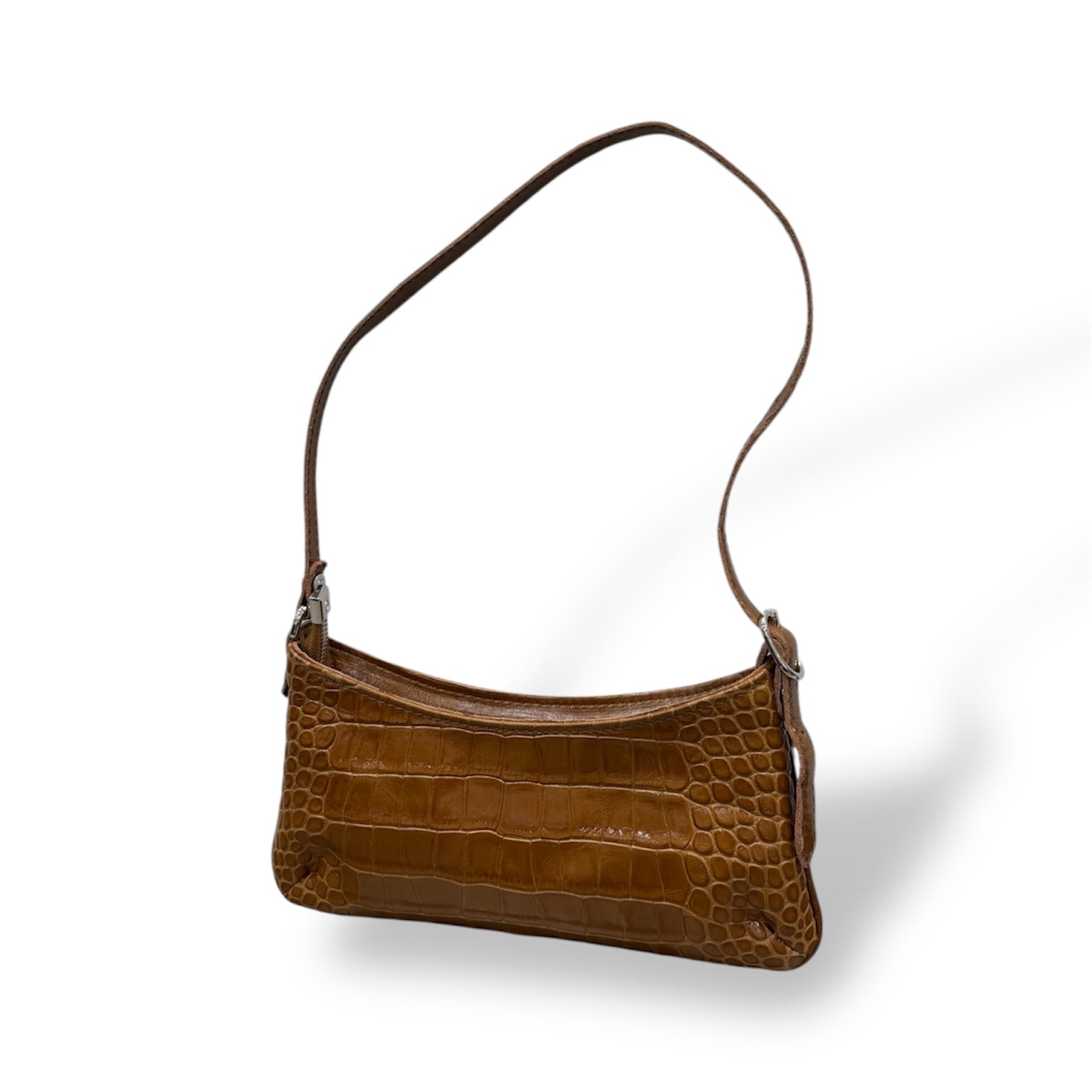 JASMINE - Women's crocodile embossed calf leather shoulder bag