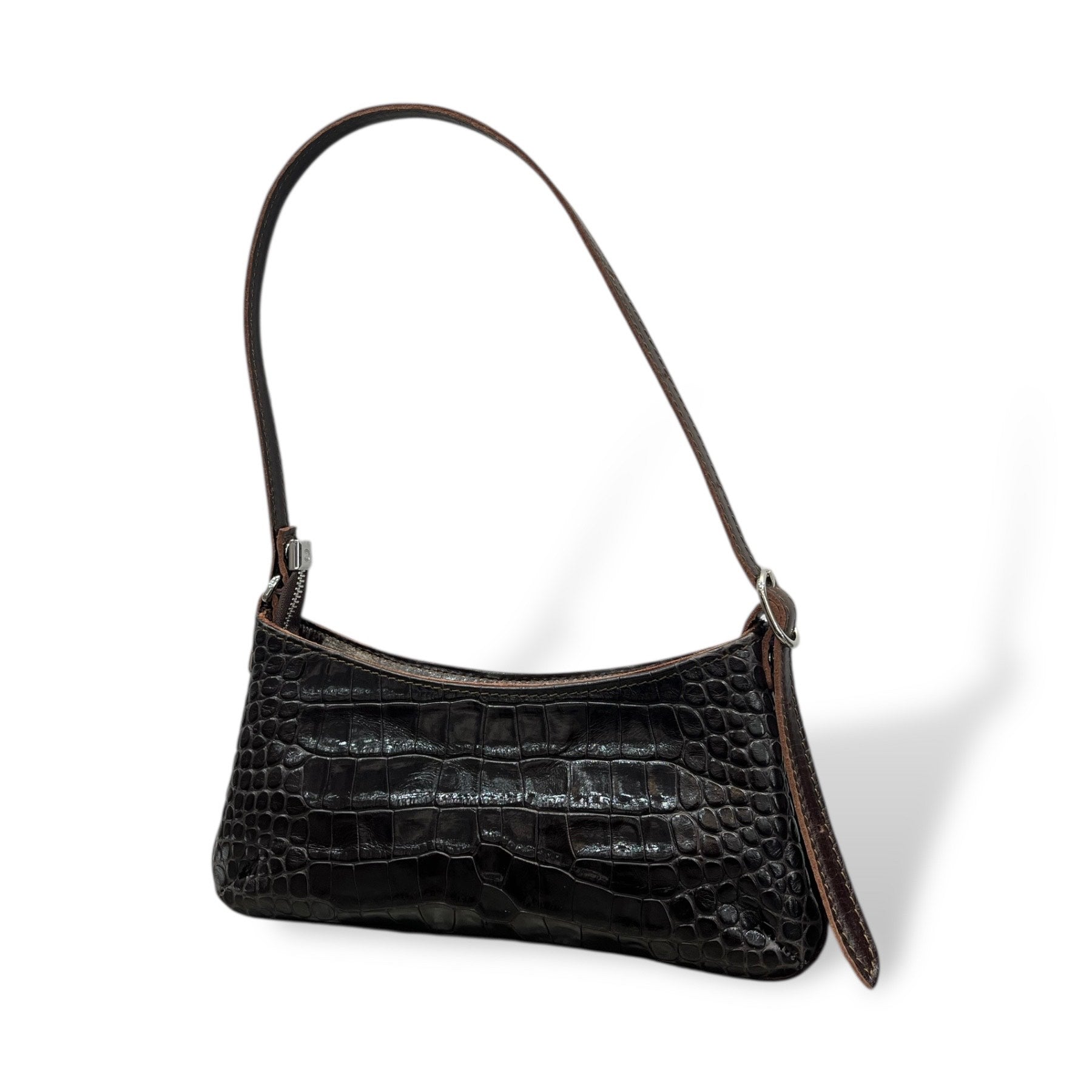 JASMINE - Women's crocodile embossed calf leather shoulder bag