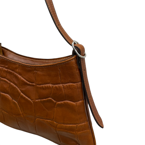 JASMINE tall - Women's crocodile smooth calf leather shoulder bag
