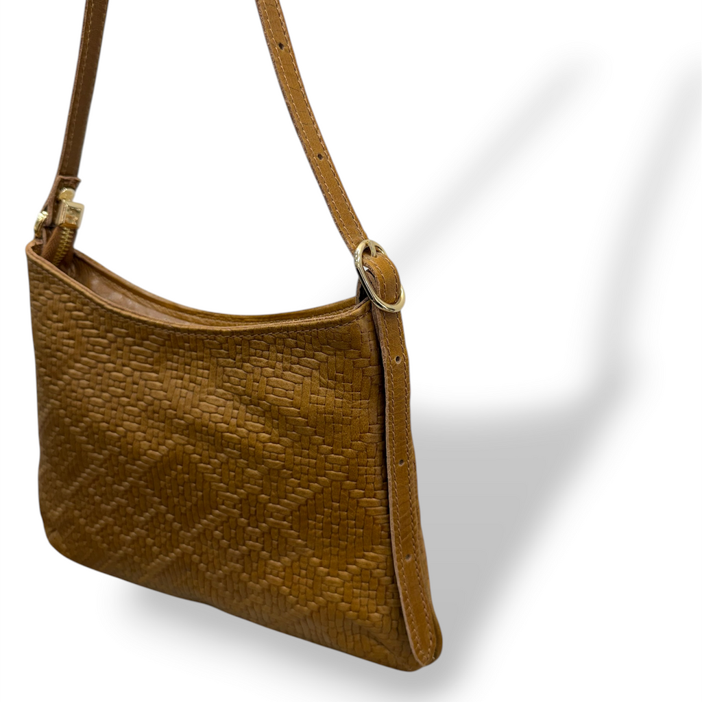 JASMINE alta - Borsa a spalla da donna in pelle di vitello stampa intrecciata