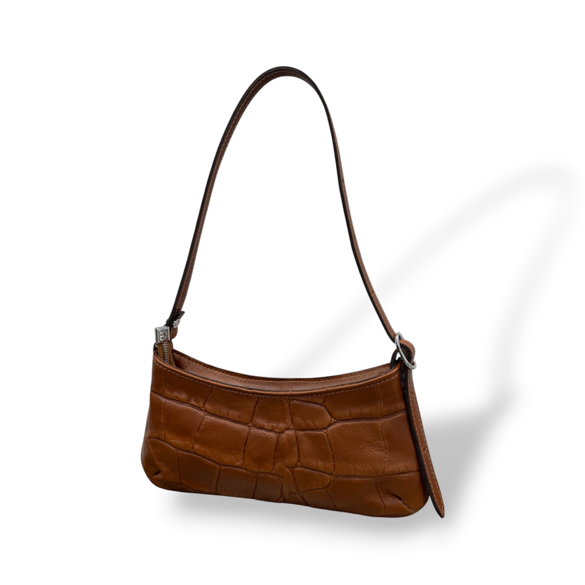 JASMINE - Women's crocodile smooth calf leather shoulder bag