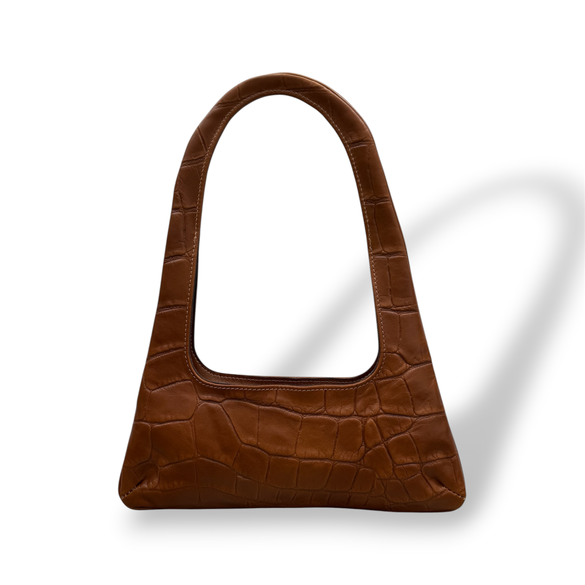 JASMINE LAB - Borsa a spalla da donna in pelle di vitello liscio effetto coccodrillo