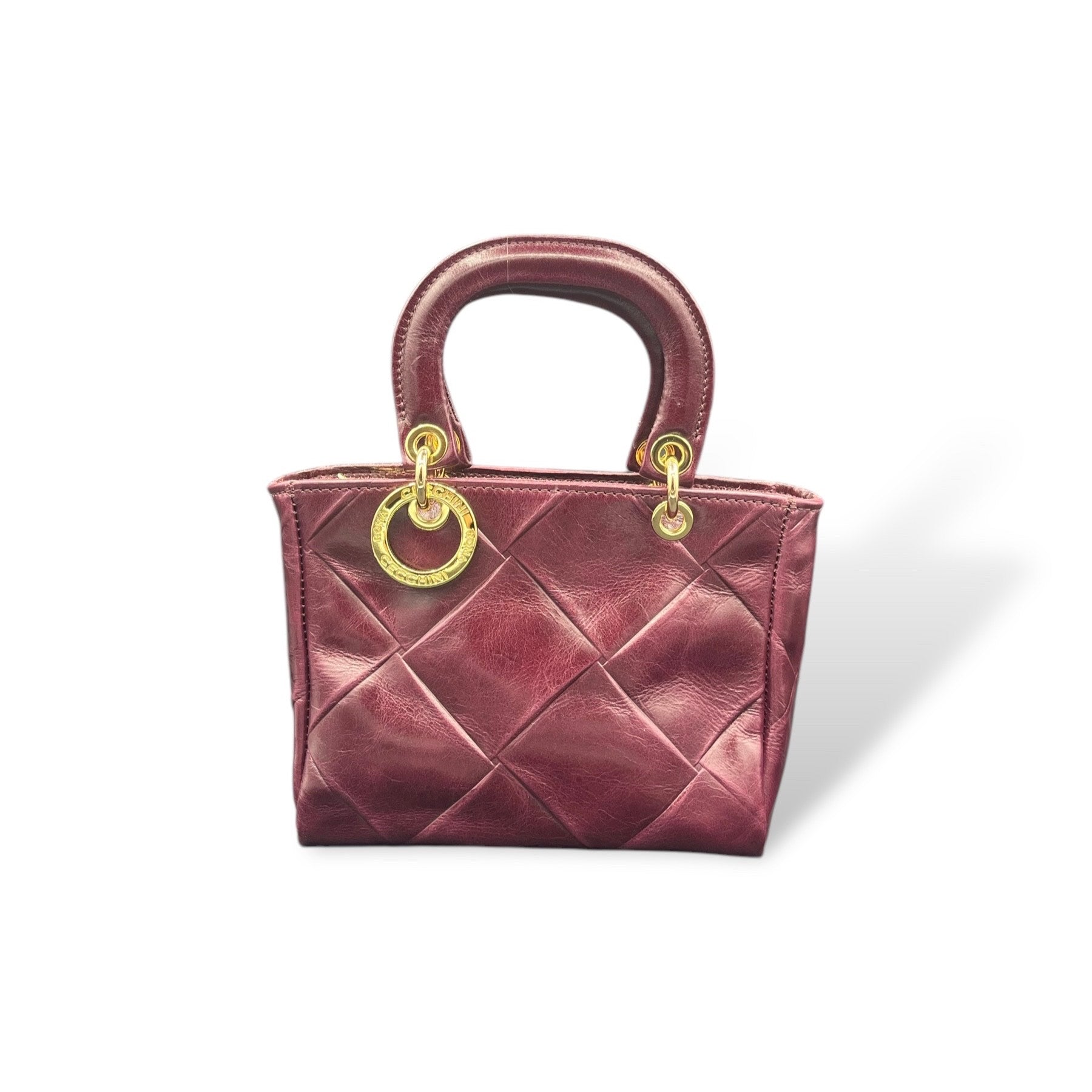 LADY B - Women's square embossed calf leather handbag