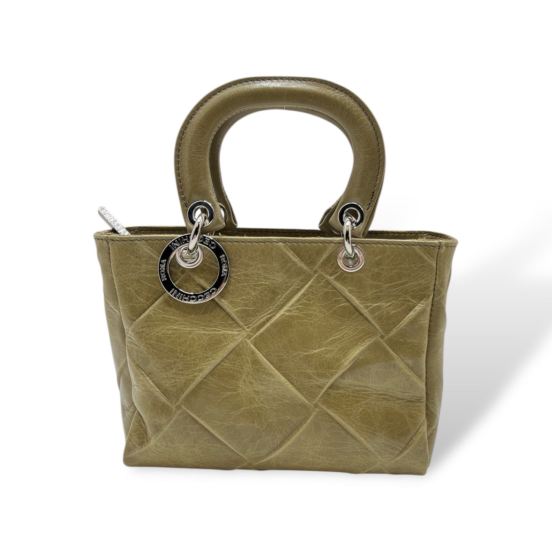 LADY B - Women's square embossed calf leather handbag