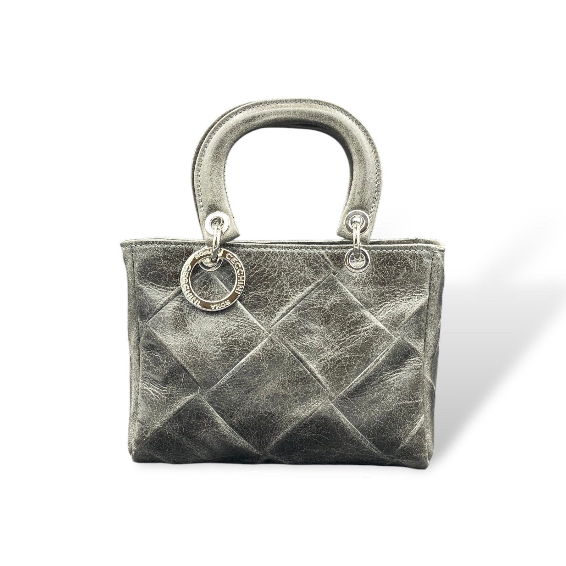 LADY B - Women's square embossed calf leather handbag