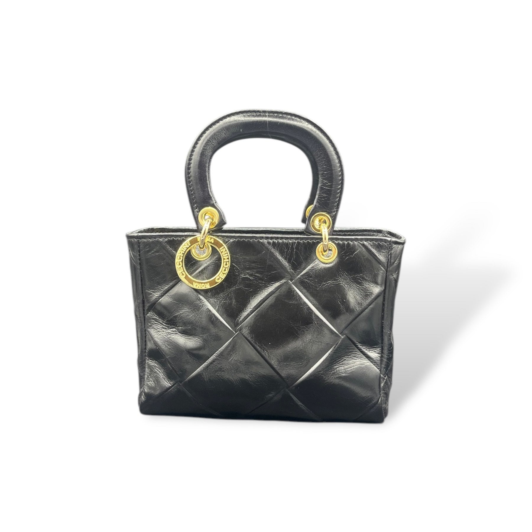 LADY B - Women's square embossed calf leather handbag
