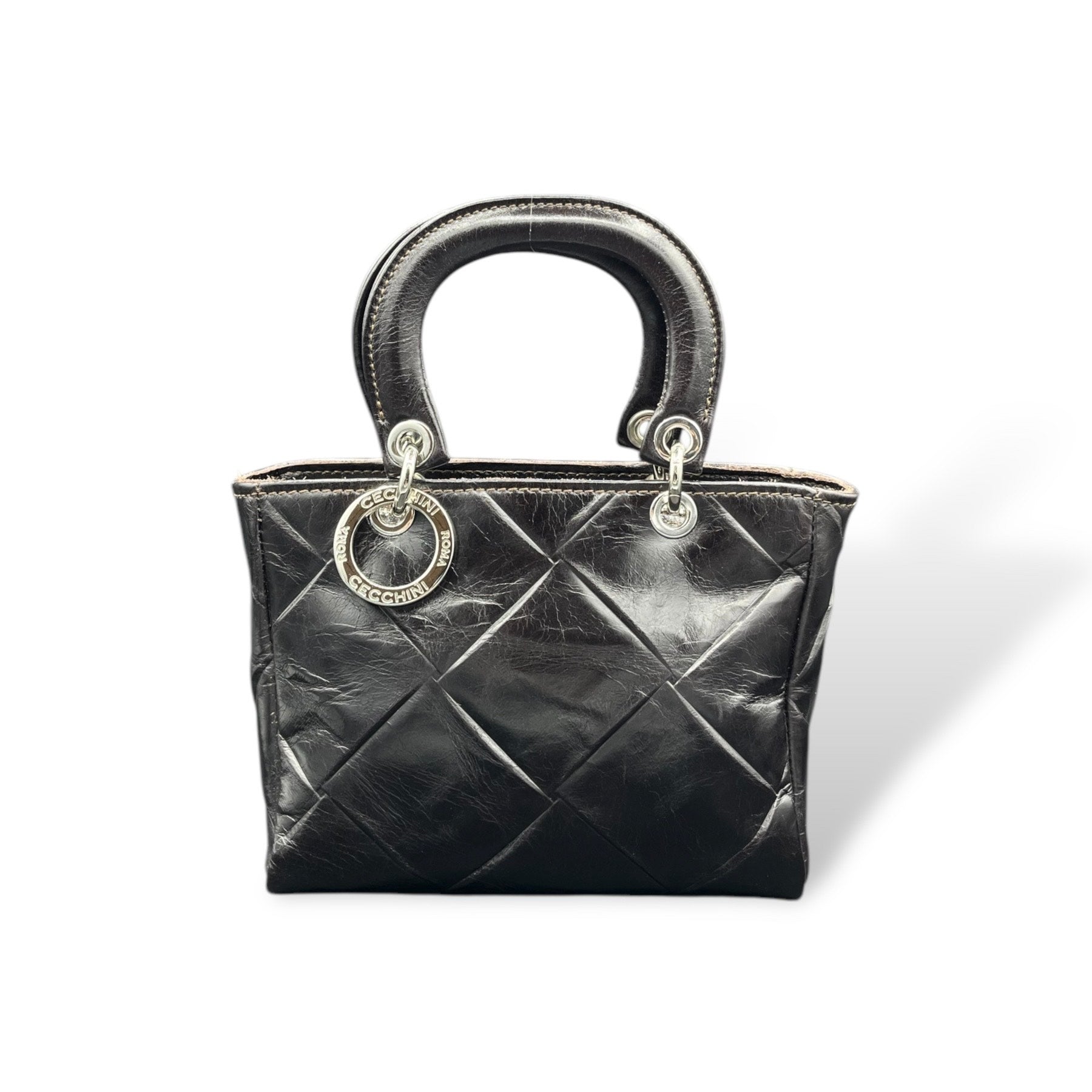 LADY B - Women's square embossed calf leather handbag