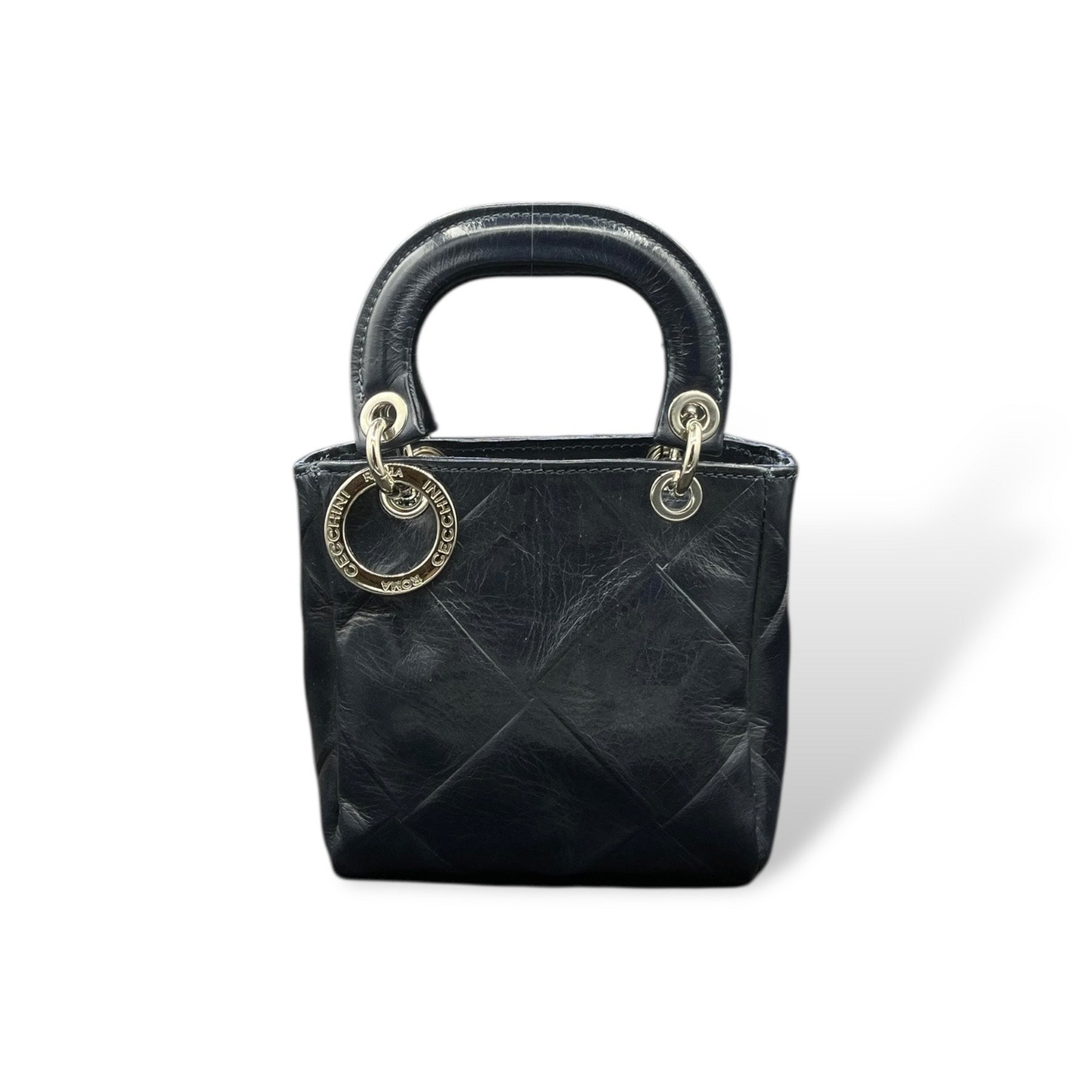 LADY B MINI - Women's square embossed calf leather handbag