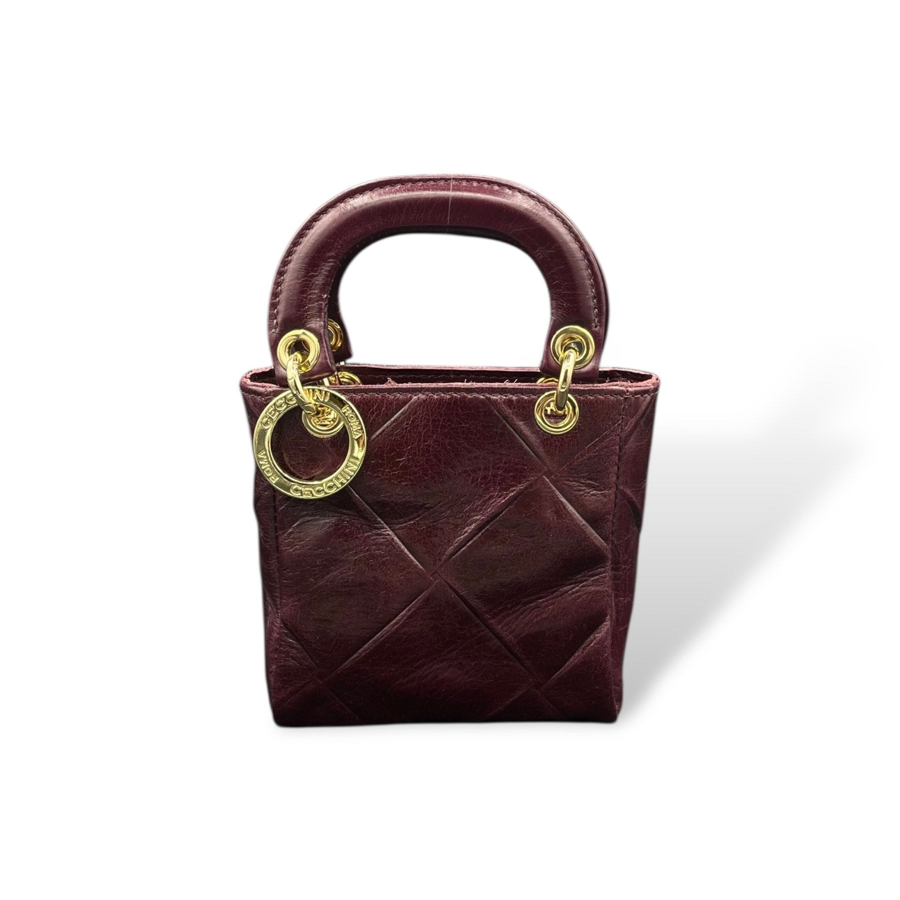 LADY B MINI - Women's square embossed calf leather handbag