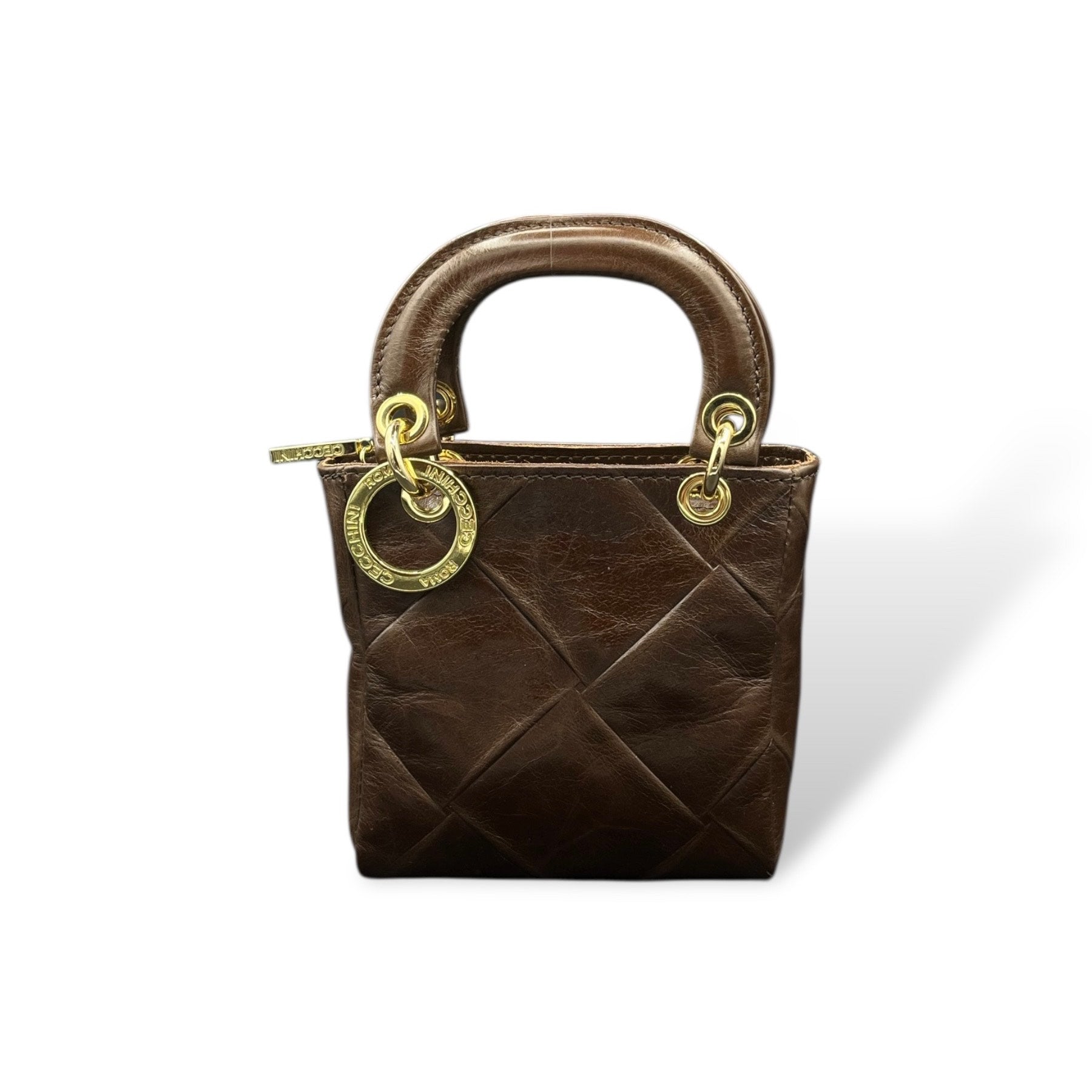 LADY B MINI - Women's square embossed calf leather handbag