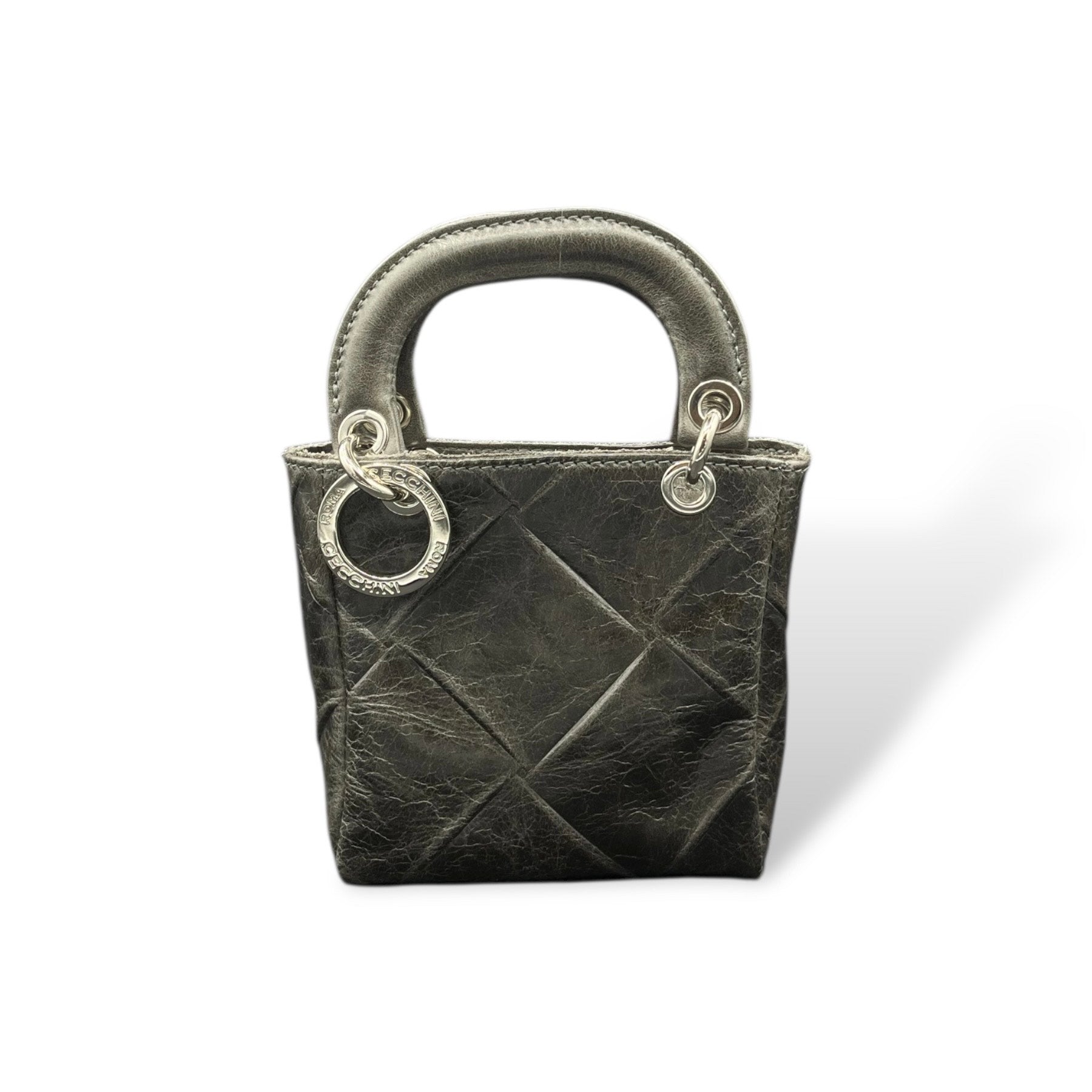 LADY B MINI - Women's square embossed calf leather handbag