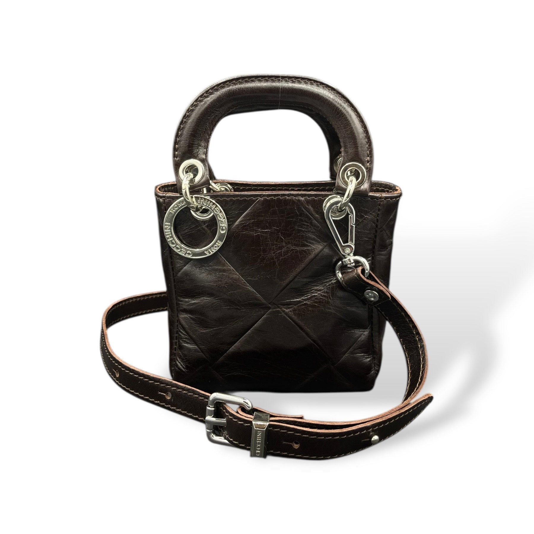 LADY B MINI - Women's square embossed calf leather handbag