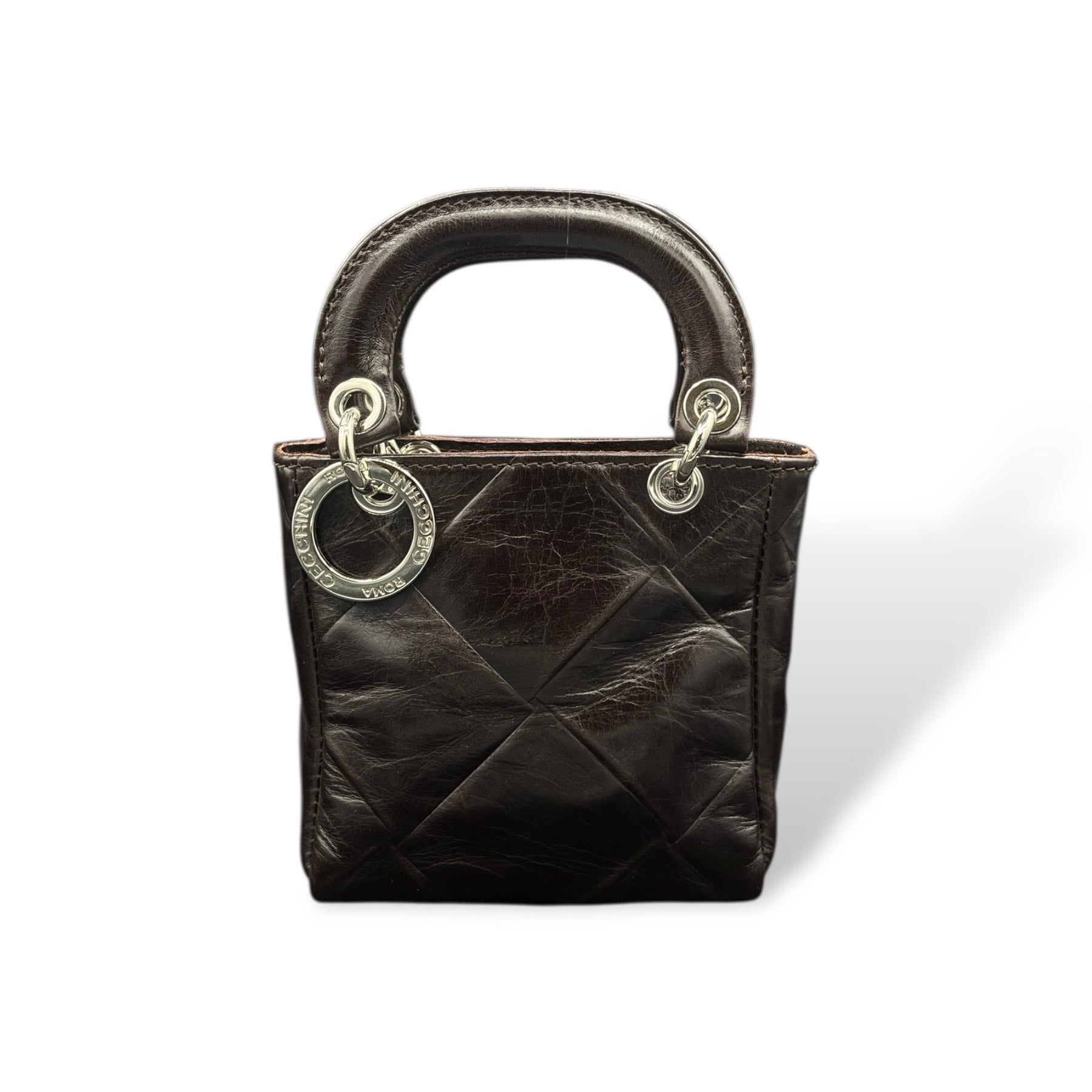 LADY B MINI - Women's square embossed calf leather handbag
