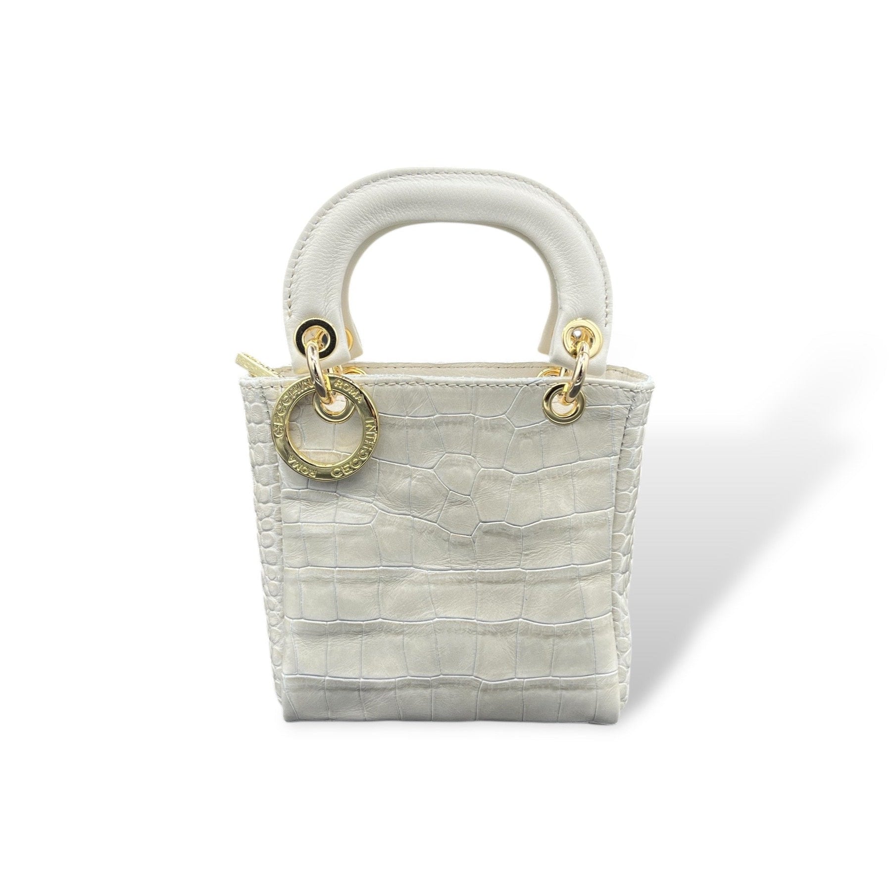 LADY B MINI - Women's crocodile embossed calf leather handbag