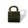 LADY B MINI - Women's crocodile embossed calf leather handbag