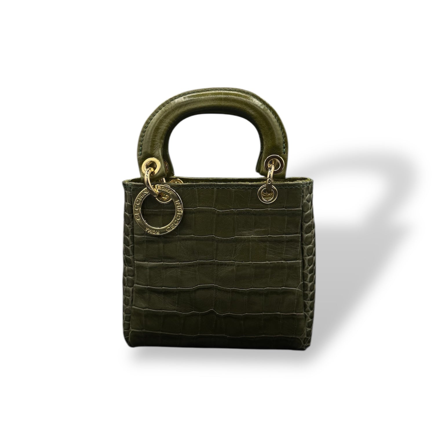 LADY B MINI - Women's crocodile embossed calf leather handbag