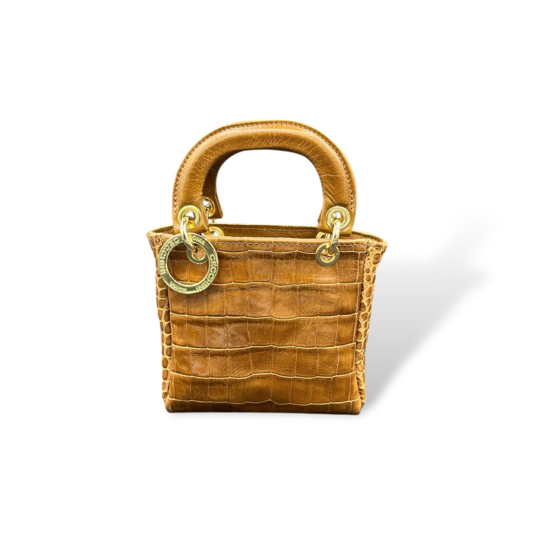 LADY B MINI - Women's crocodile embossed calf leather handbag