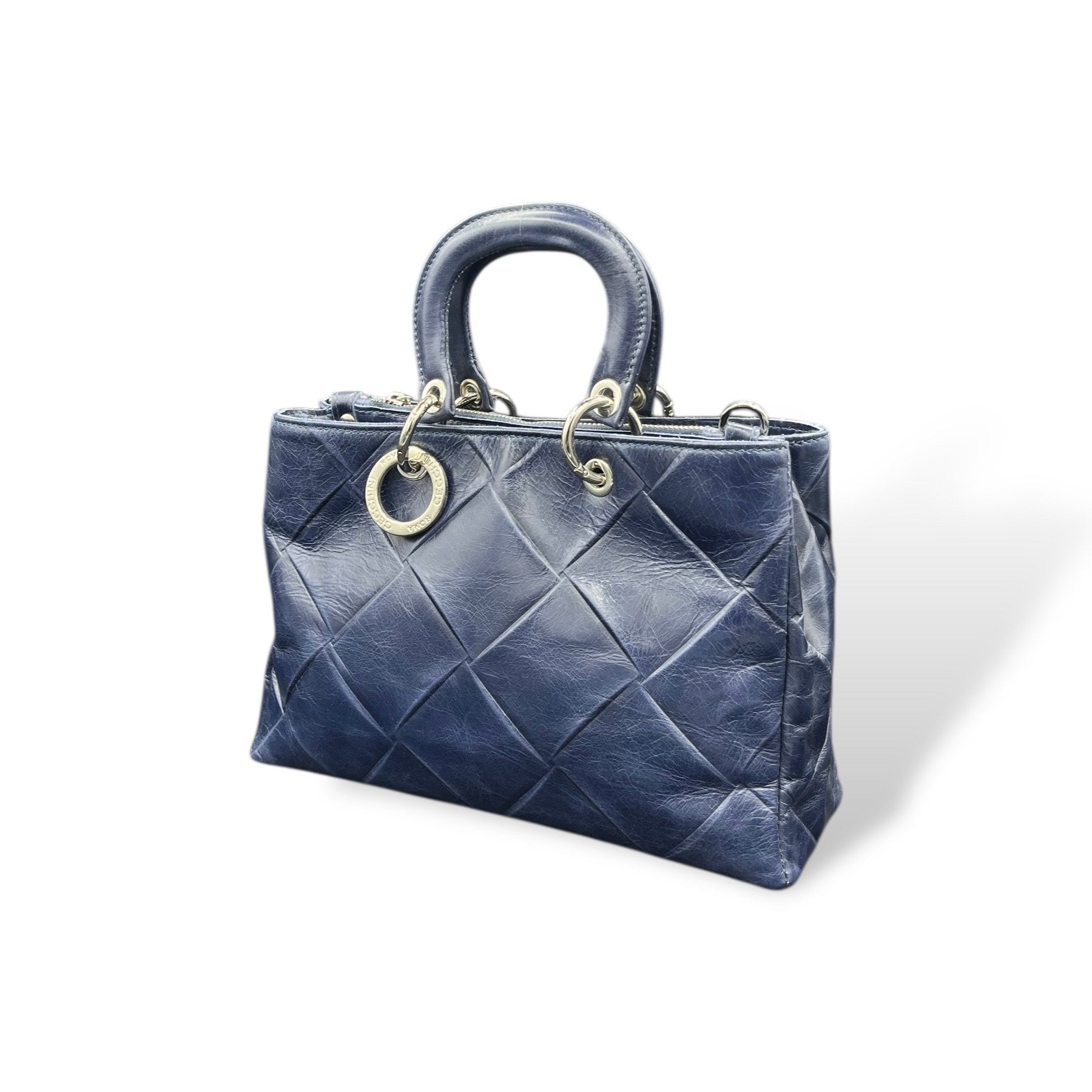 LADY BJ - Women's square embossed calf leather handbag