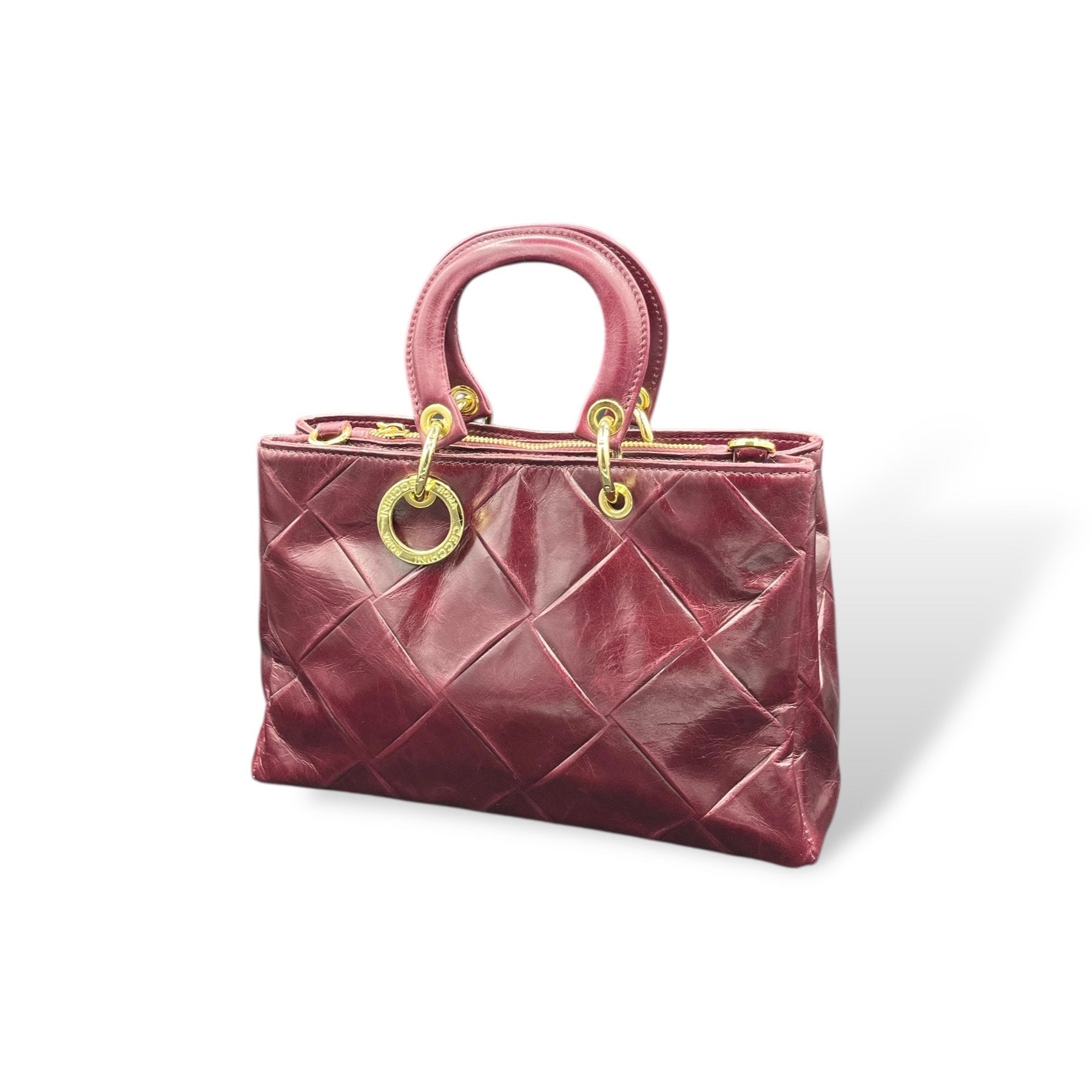 LADY BJ - Women's square embossed calf leather handbag