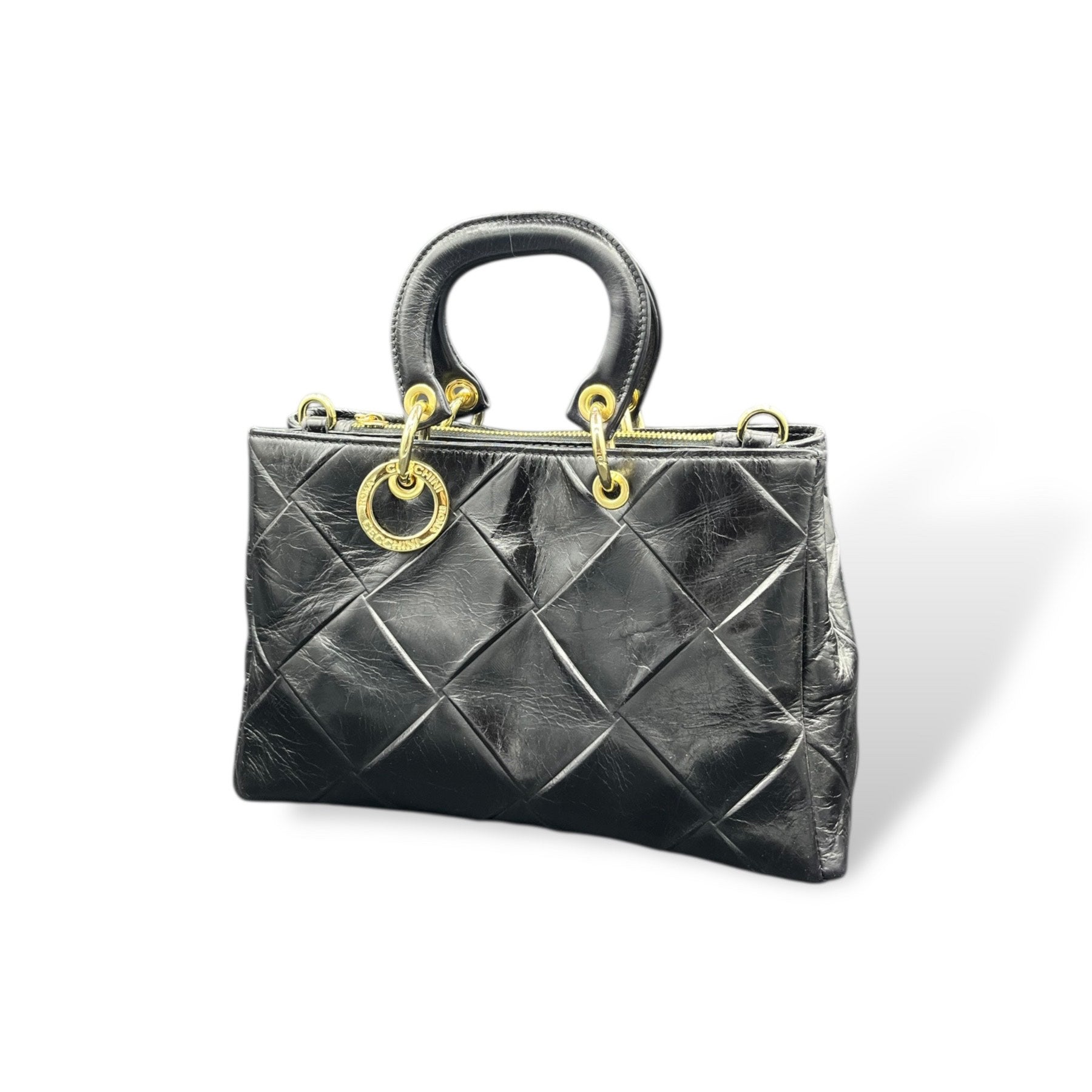 LADY BJ - Women's square embossed calf leather handbag