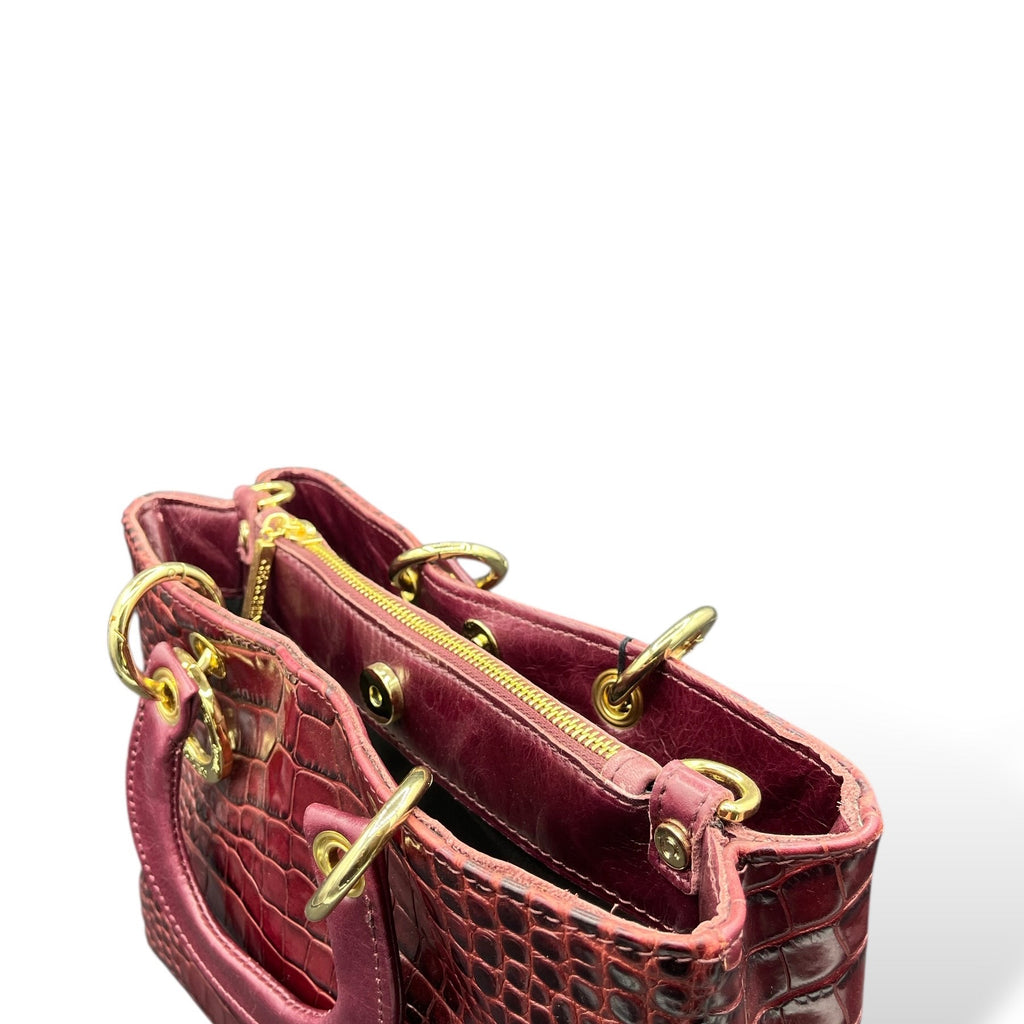 LADY BJ - Women's crocodile embossed calf leather handbag