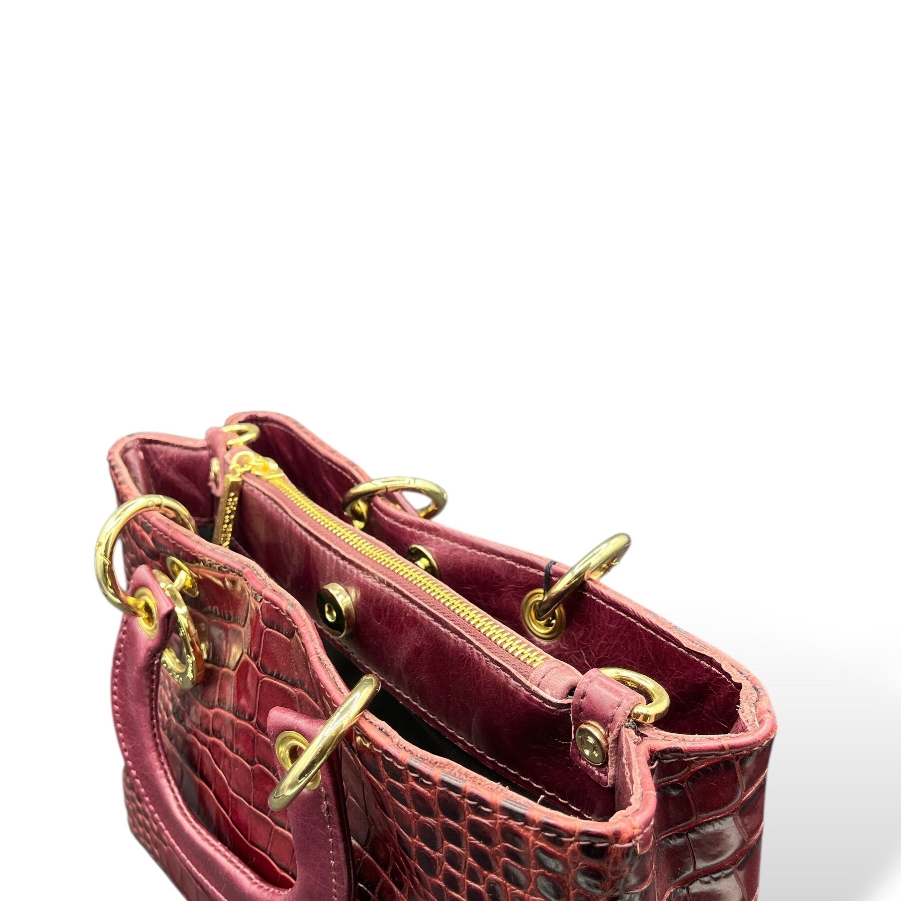 LADY BJ - Women's crocodile embossed calf leather handbag